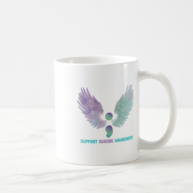 Vingar Semicolon stöder suicide Awareness Teal&am Kaffemugg (Höger)