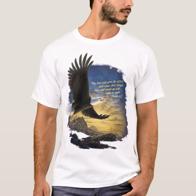 Vingar som Eagles Isaiah 4031 Christian T Shirt (Framsida)