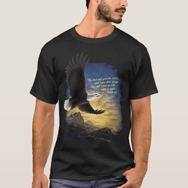 Vingar som Eagles Isaiah 4031 T Christian T Shirt (Framsida)
