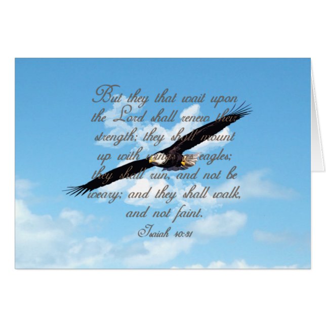 Vingar som Eagles, Isaiah 40:31 Christian Bible Hälsningskort (Framsidan Horizontal)