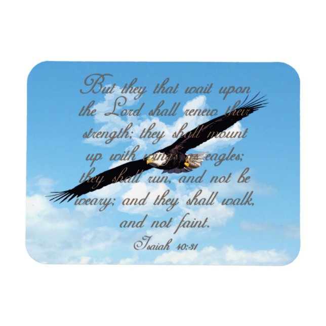 Vingar som Eagles, Isaiah 40:31 Christian Bible Magnet (Horisontell)