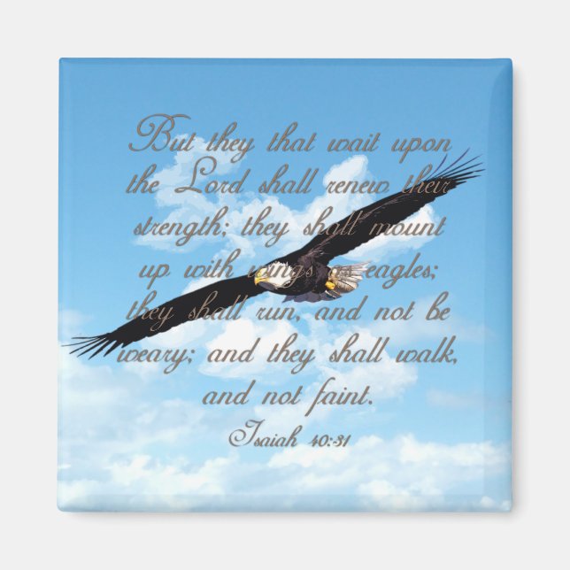 Vingar som Eagles, Isaiah 40:31 Christian Bible Magnet (Framsidan)