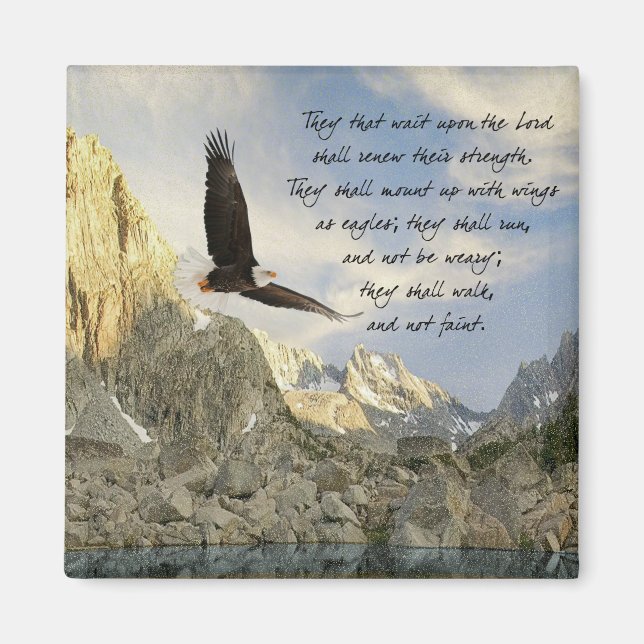 Vingar som Eagles Isaiah 40:31 Magnet (Framsidan)