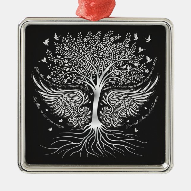 Vingar som flyger julgranprydnaden julgransprydnad metall (Framsidan)