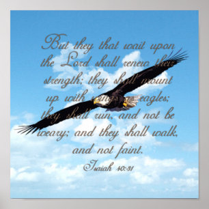 Vingar som örnar, bibel för Isaiah 40:31kristen Poster