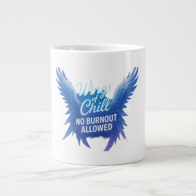 Vingar till Chill Mugg - ingen burnout tillät kaff Jumbo Mugg (Framsidan)