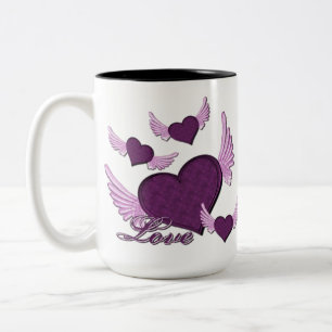 Vingar vid Kärlek Lila Logotyp-kaffe Mugg