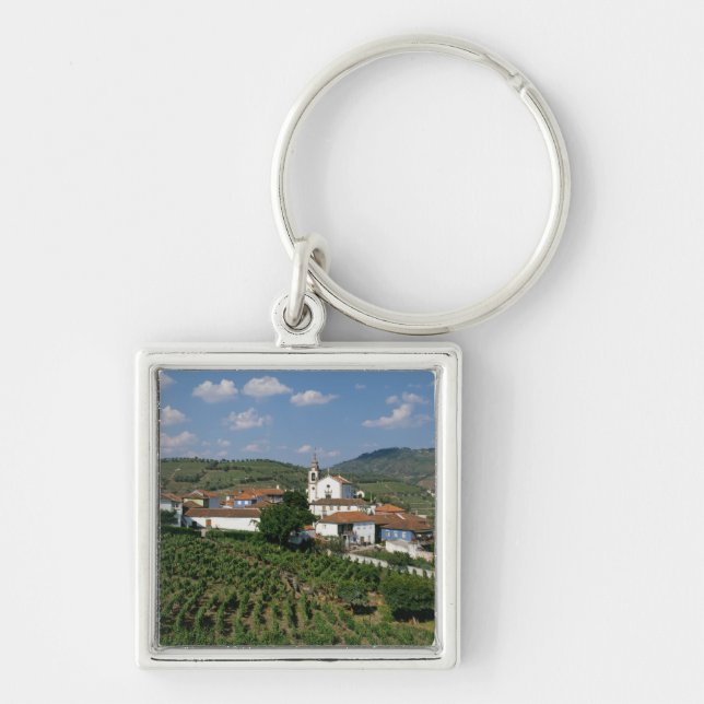 Vingårdar, byn San Miguel, Douro Fyrkantig Silverfärgad Nyckelring (Framsidan)