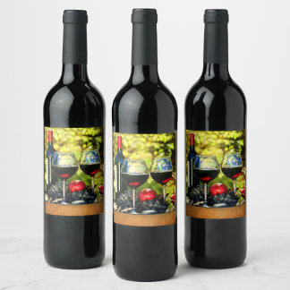 Vingårdsharmoni - Etikett för Rött Vin Design 