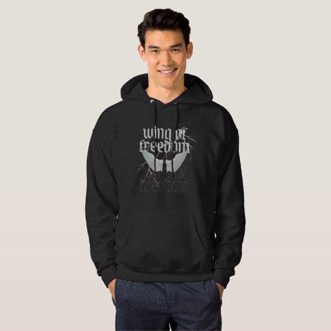 Vinge av frihet gotiska ängelvingar estetik hoodie (Hel framsida)