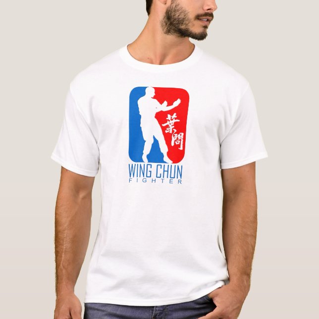 Vinge Chun Fighter (rödblå) Ip Man Linage Tee (Framsida)