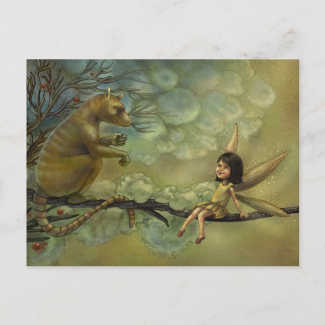 Vinge eller Svan Fantasy Illustration Vykort (Framsida)