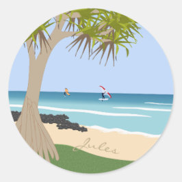 Vinge Foil Surfers Pandanus Träd vid Beach add Nam Runt Klistermärke