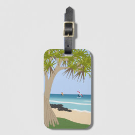 Vinge Foil Surfers Pandanus Träd vid stranden Bagagebricka