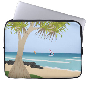 Vinge Foil Surfers Pandanus Träd vid stranden Laptop Fodral