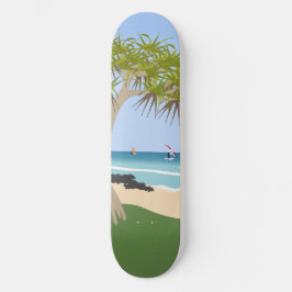 Vinge Foil Surfers Pandanus Träd vid stranden Mini Skateboard Bräda 18,5 Cm