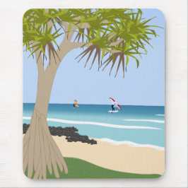 Vinge Foil Surfers Pandanus Träd vid stranden Musmatta