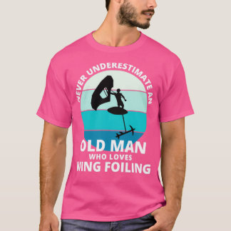 Vinge Foiling Surfing Pappa Grandpa Fars dag Funny T Shirt