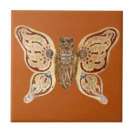 Vinge i Elegance: Butterfly's Grace Antique Design Kakelplatta