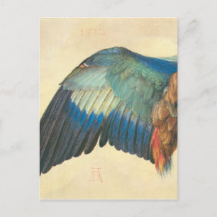 Vinge i en blå roller av Albrecht Durer Vykort