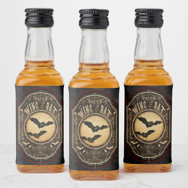 Vinge i Fladdermus gotiic Apothecary Halloween Spritflaskor Etikett (Flaskor)