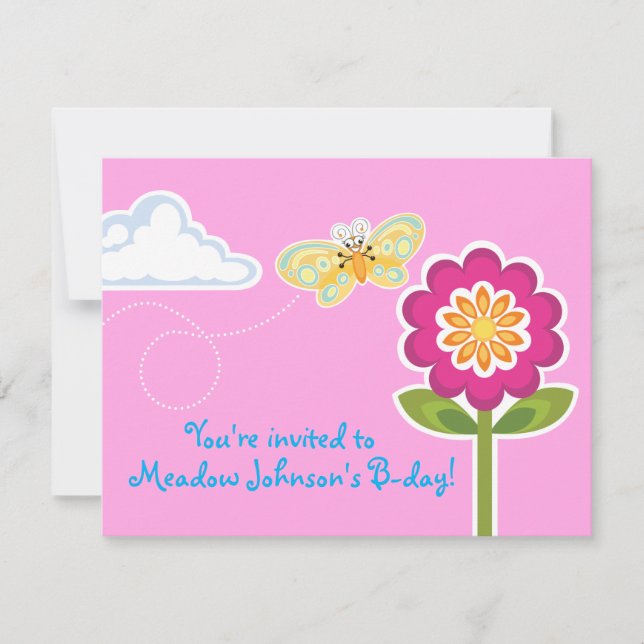 Vinge-Nutz™_Butterfly_Söt & roligt Födelsedagsfest Inbjudningar (Framsida)
