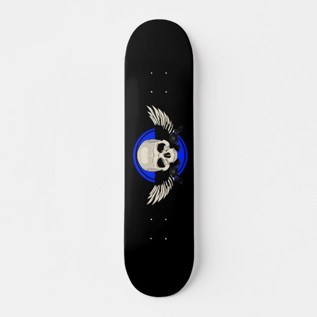Vinge Skull - BLUE Mini Skateboard Bräda 18,5 Cm (Framsida)