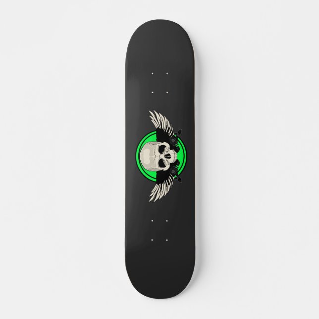 Vinge Skull - GRÖNT Mini Skateboard Bräda 18,5 Cm (Framsida)