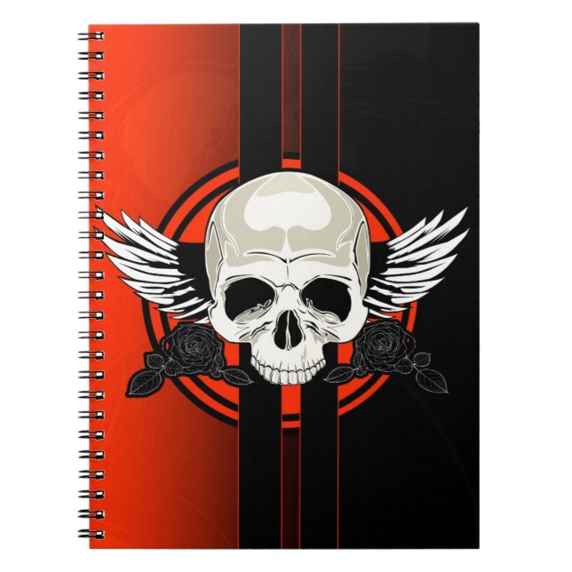 Vinge Skull - ORANGE Anteckningsbok Med Spiral (Framsidan)