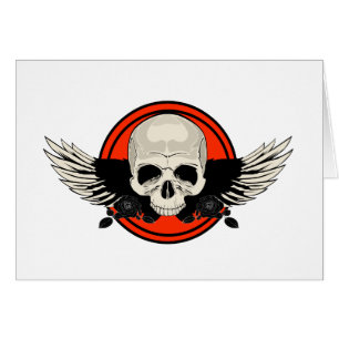 Vinge Skull - ORANGE Hälsningskort