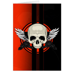 Vinge Skull - ORANGE Hälsningskort