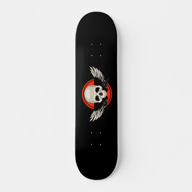 Vinge Skull - ORANGE Mini Skateboard Bräda 18,5 Cm (Framsida)