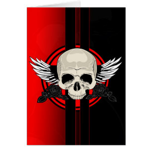 Vinge Skull - RED Hälsningskort