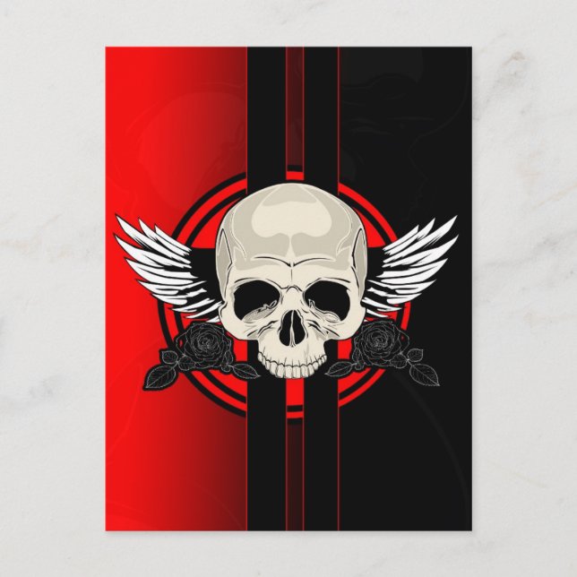 Vinge Skull - RED Vykort (Framsida)