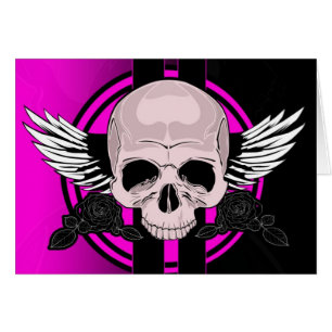 Vinge Skull - ROSA Hälsningskort