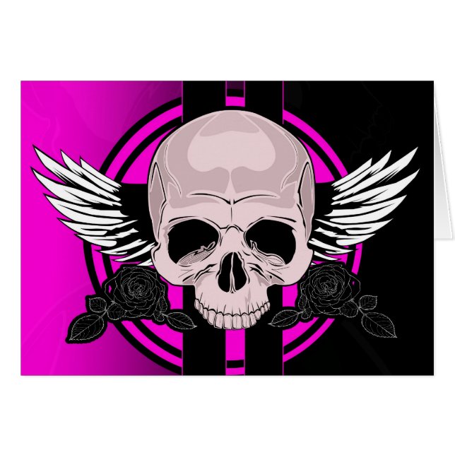Vinge Skull - ROSA Hälsningskort (Framsidan Horizontal)