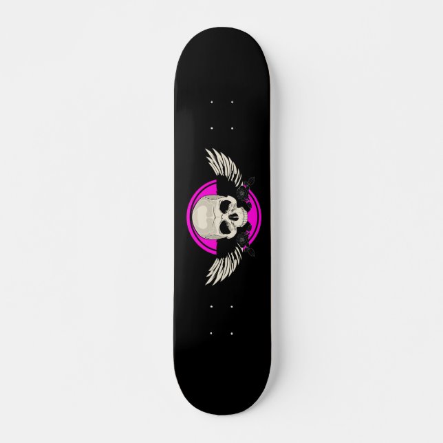 Vinge Skull - Rosa Mini Skateboard Bräda 18,5 Cm (Framsida)