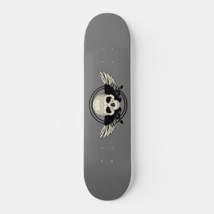 Vinge Skull - SVART & VITE Mini Skateboard Bräda 18,5 Cm