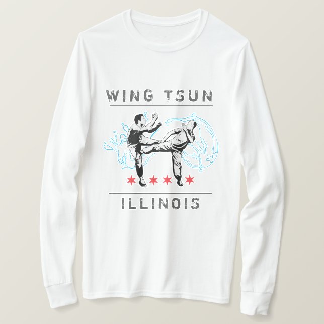 Vinge Tsun Illinois - Vågrät Line White T Shirt (Design framsida)