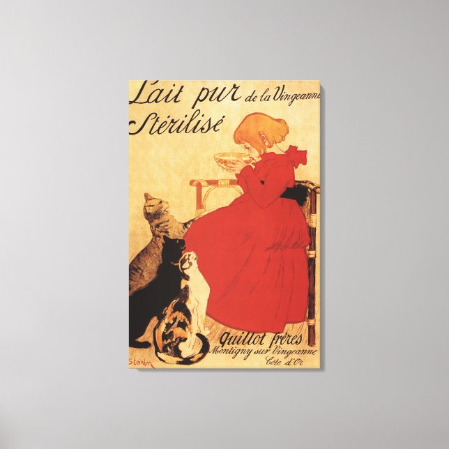 Vingeanne Mjölk Girl with Cats Canvastryck (Framsida)