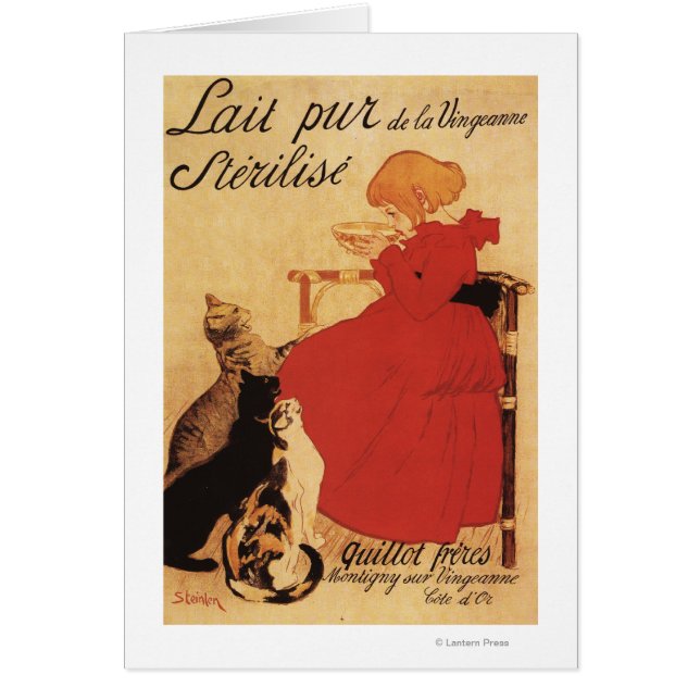 Vingeanne Mjölk Girl with Cats Hälsningskort (Framsidan)