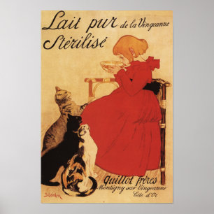 Vingeanne Mjölk Girl with Cats Poster