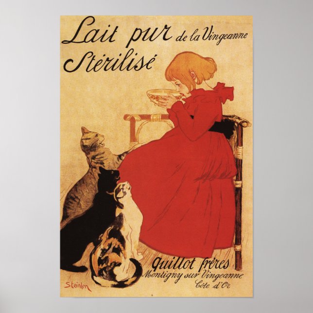 Vingeanne Mjölk Girl with Cats Poster (Framsidan)