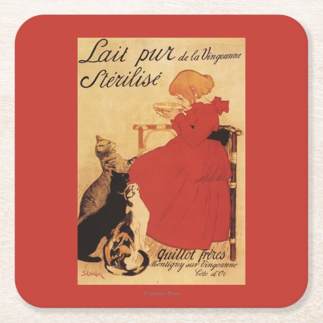 Vingeanne mjölkflicka med katter underlägg papper kvadrat (Framsidan)