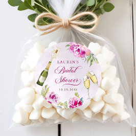 Vinglas Bröllopsdusch med blommor Runt Klistermärke