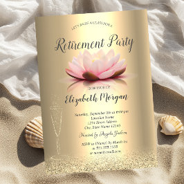 Vinglas Guld Glitter Bokeh Lotus Pensionering Inbjudningar