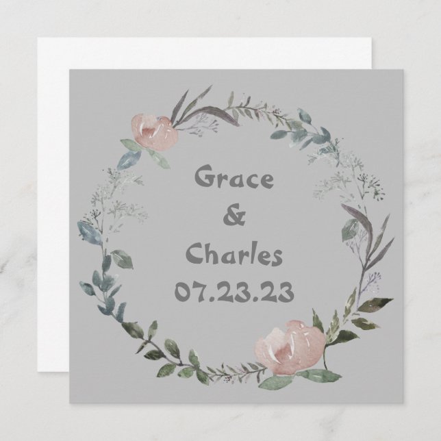 Vingräddika Personliga blommor Röd Vit Inbjudningar (Fram/baksida)