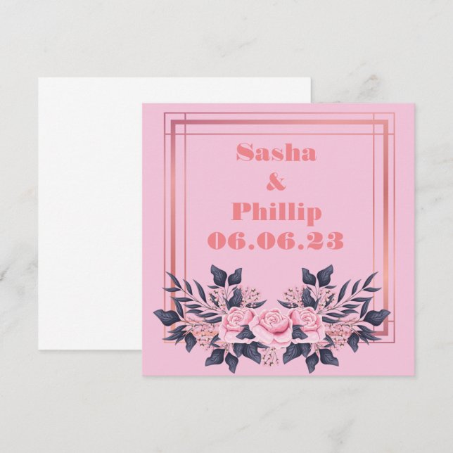 Vingräddika Personliga blommor Rosa Inbjudningar (Fram/baksida)