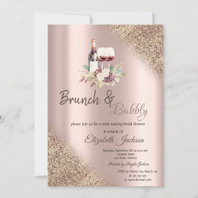 Vingräddor Glittrar Bokeh Brunch & Bubbly Inbjudningar (Framsida)
