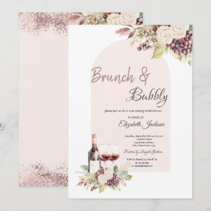 Vingrädor Boho Blommor Brunch & Bubbly Inbjudningar